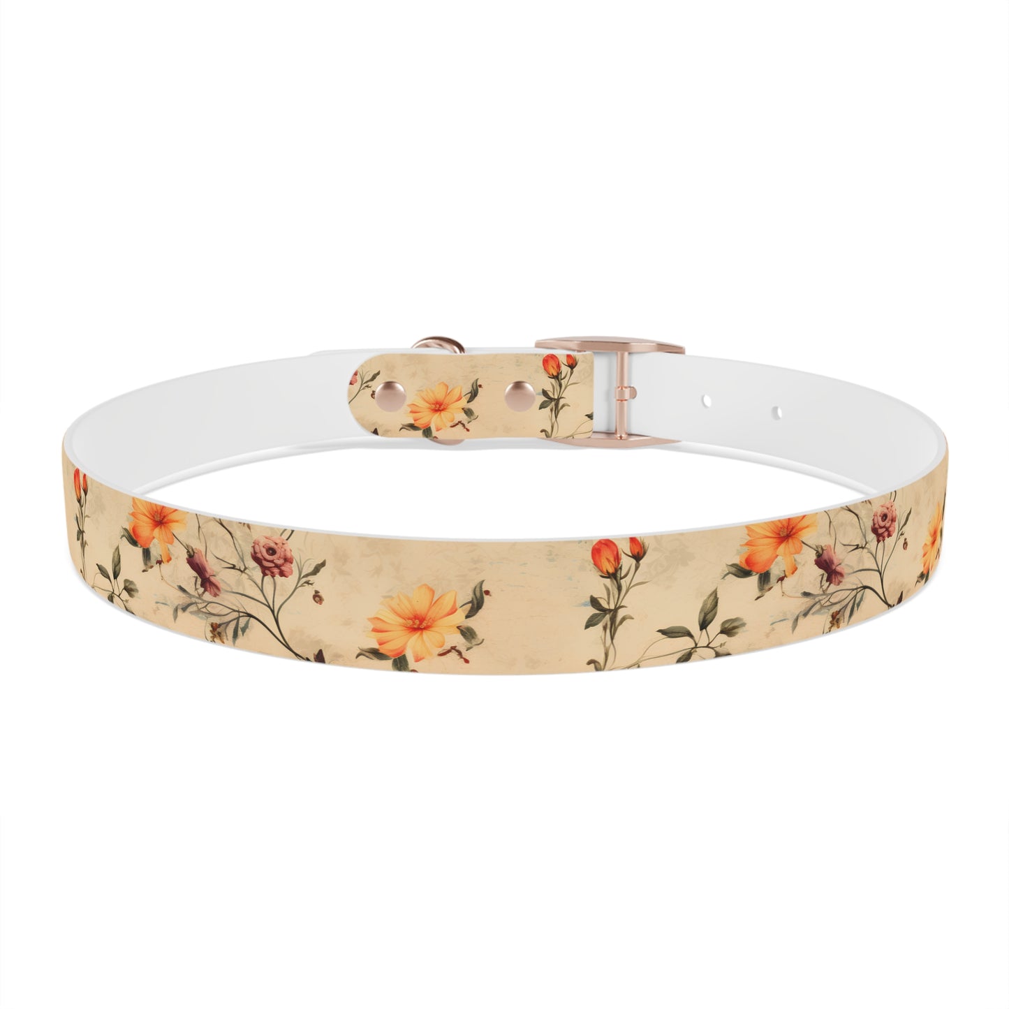 Floral Vintage Dog Collar – Peach Rose Print Pet Collar