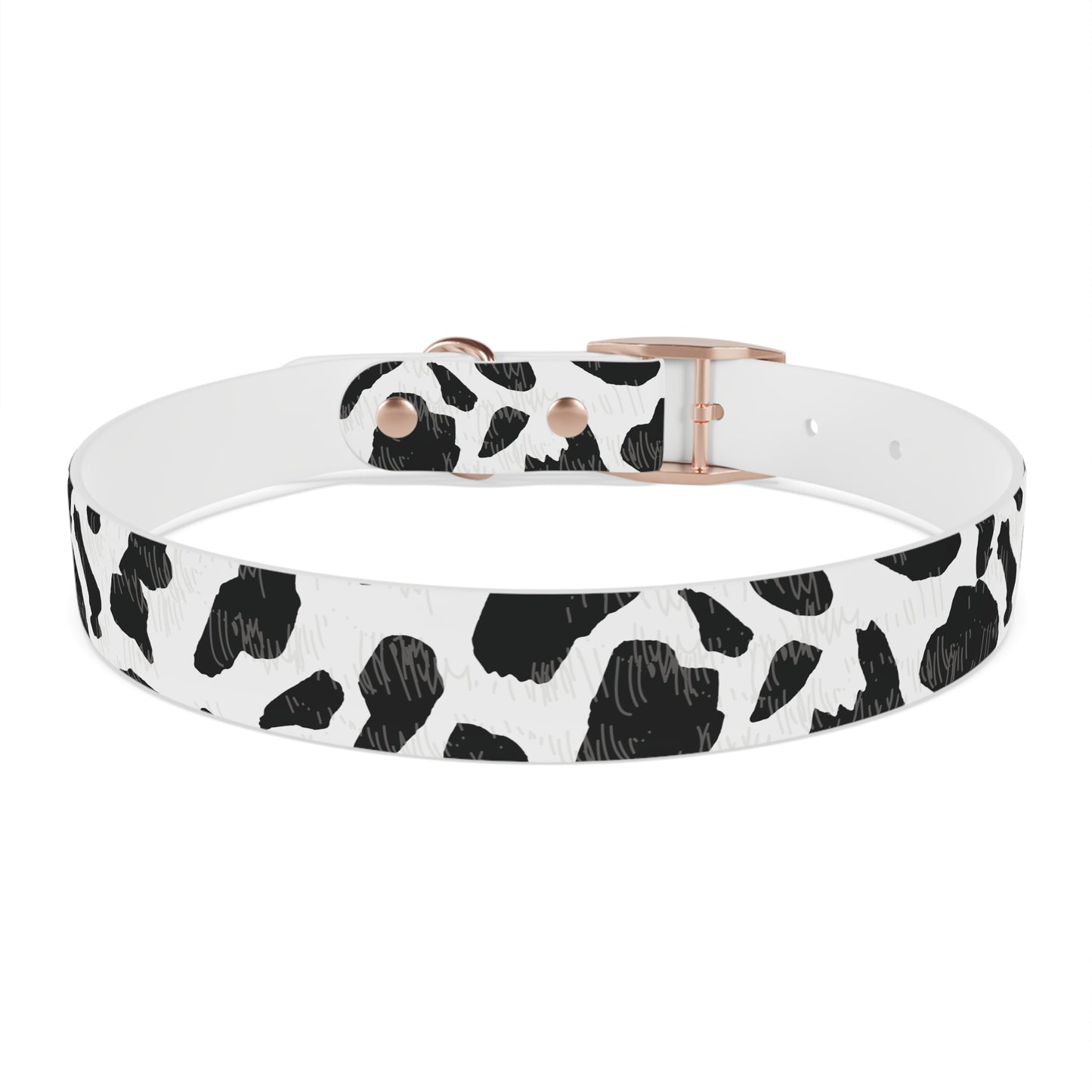 Cow Print Dog Collar — Black & White Spot Pattern