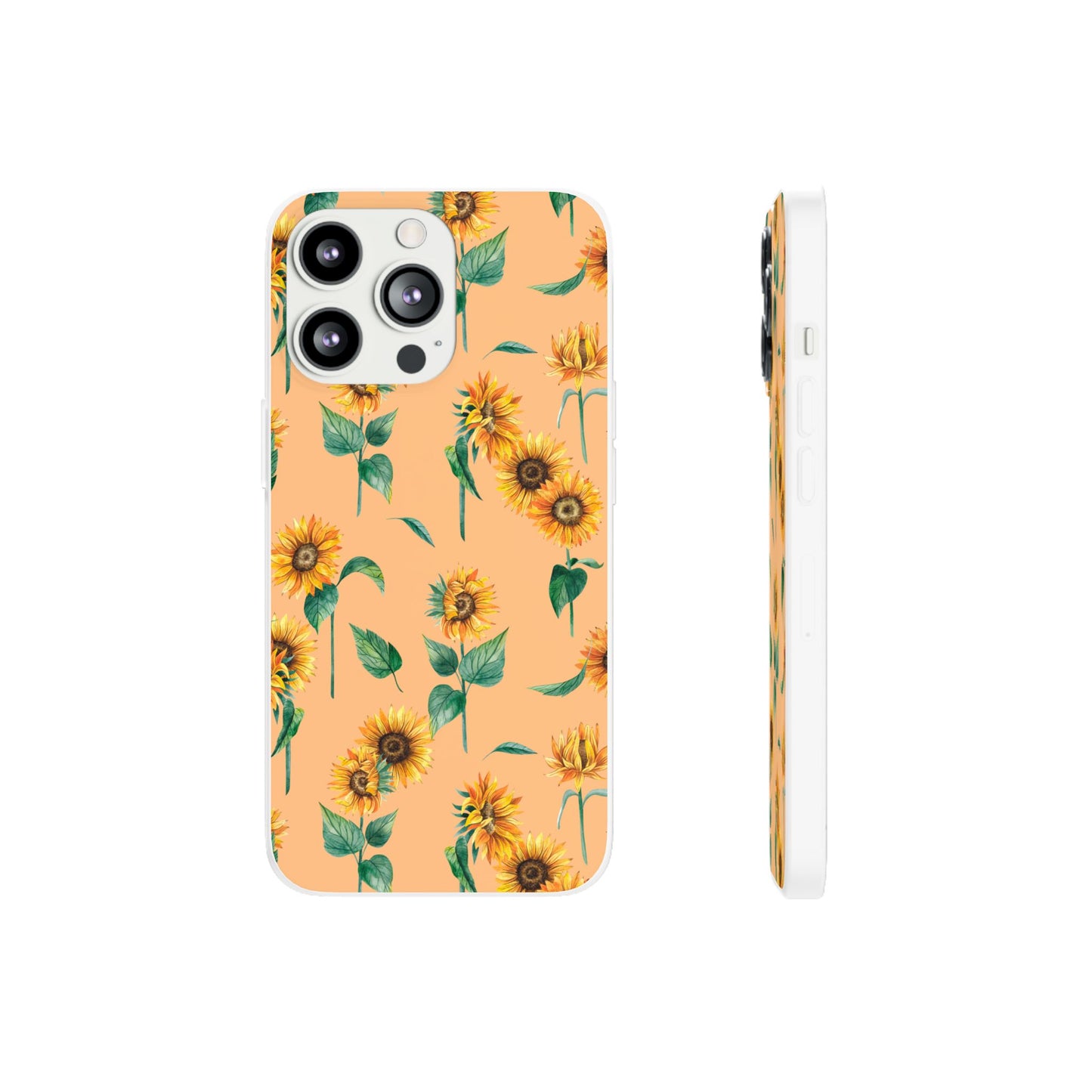 Sunflower Pattern Flexi Case — Floral Phone Case on Peach Background
