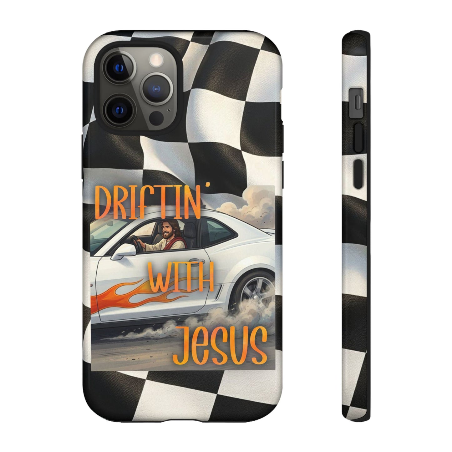 Phone Case — "Driftin' with Jesus" Racing Flag Design- iPhone