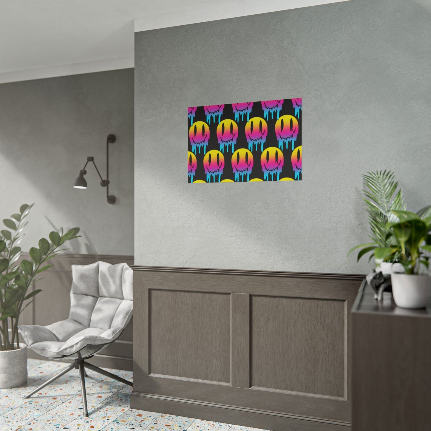Neon Drip Smiley Poster
