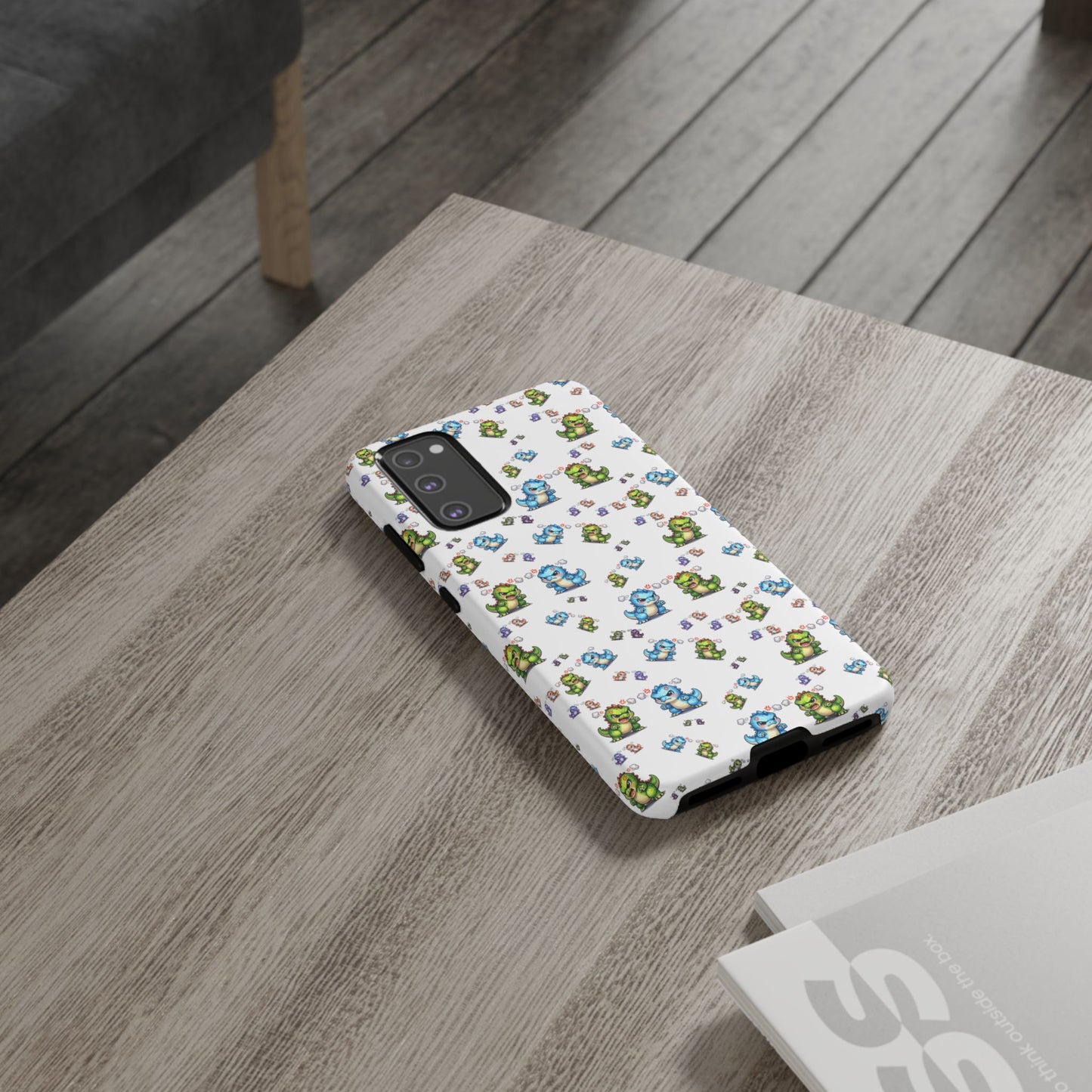 Cute Dino Pattern Phone Case — Playful Cartoon Dinosaur Tough Phone Cover