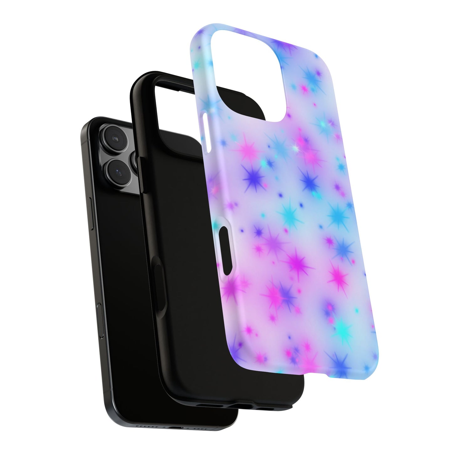 Galaxy Starburst Tough Phone Case — Pastel Pink & Blue Sparkle Protective Cover