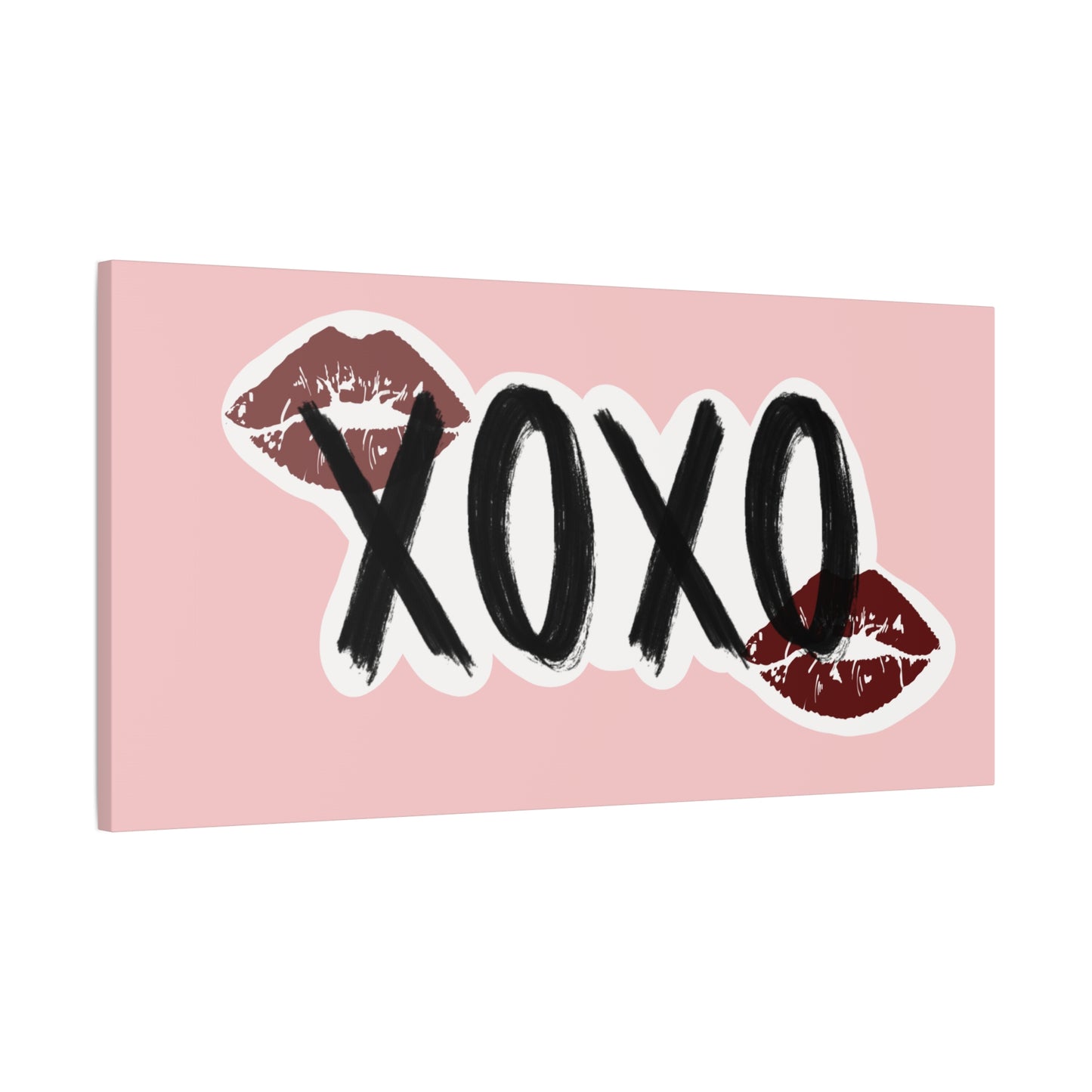 XOXO Kiss Wall Canvas — Pink Romantic Home Décor for Valentine’s Day