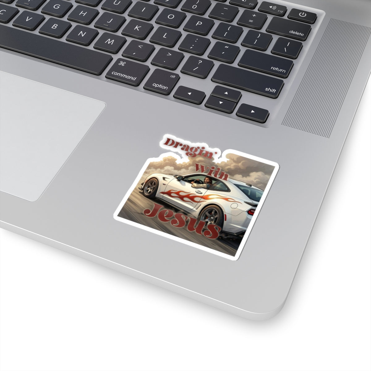 Kiss-Cut Sticker — "Dragin' with Jesus" Car & Faith Graphic
