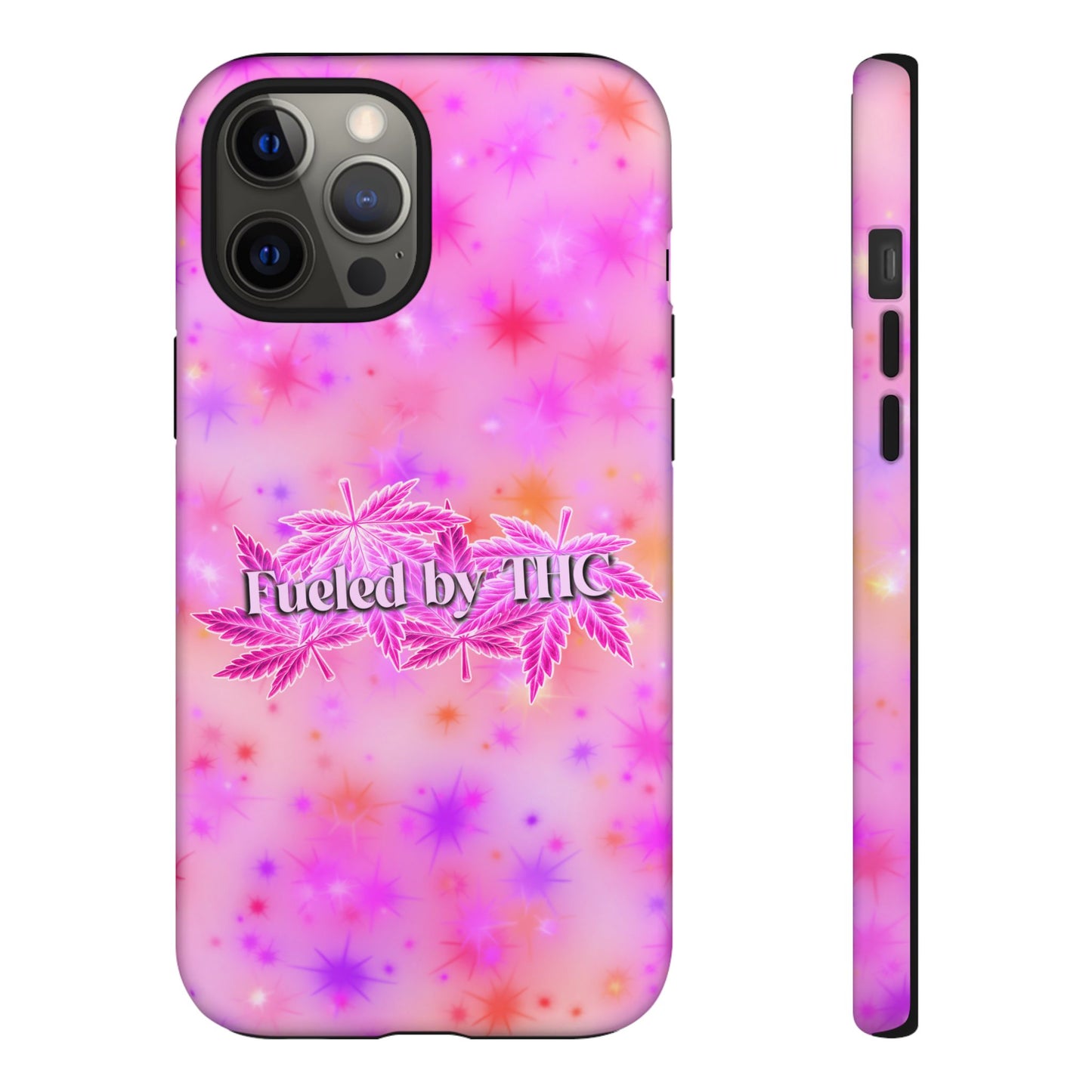 Fueled by THC Phone Case — Pink Cannabis Leaf Protective Case