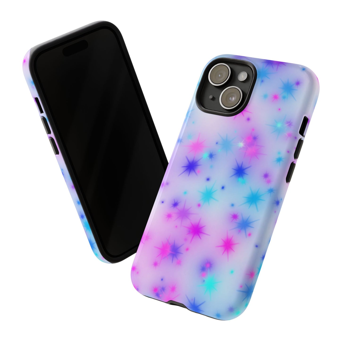 Galaxy Starburst Tough Phone Case — Pastel Pink & Blue Sparkle Protective Cover