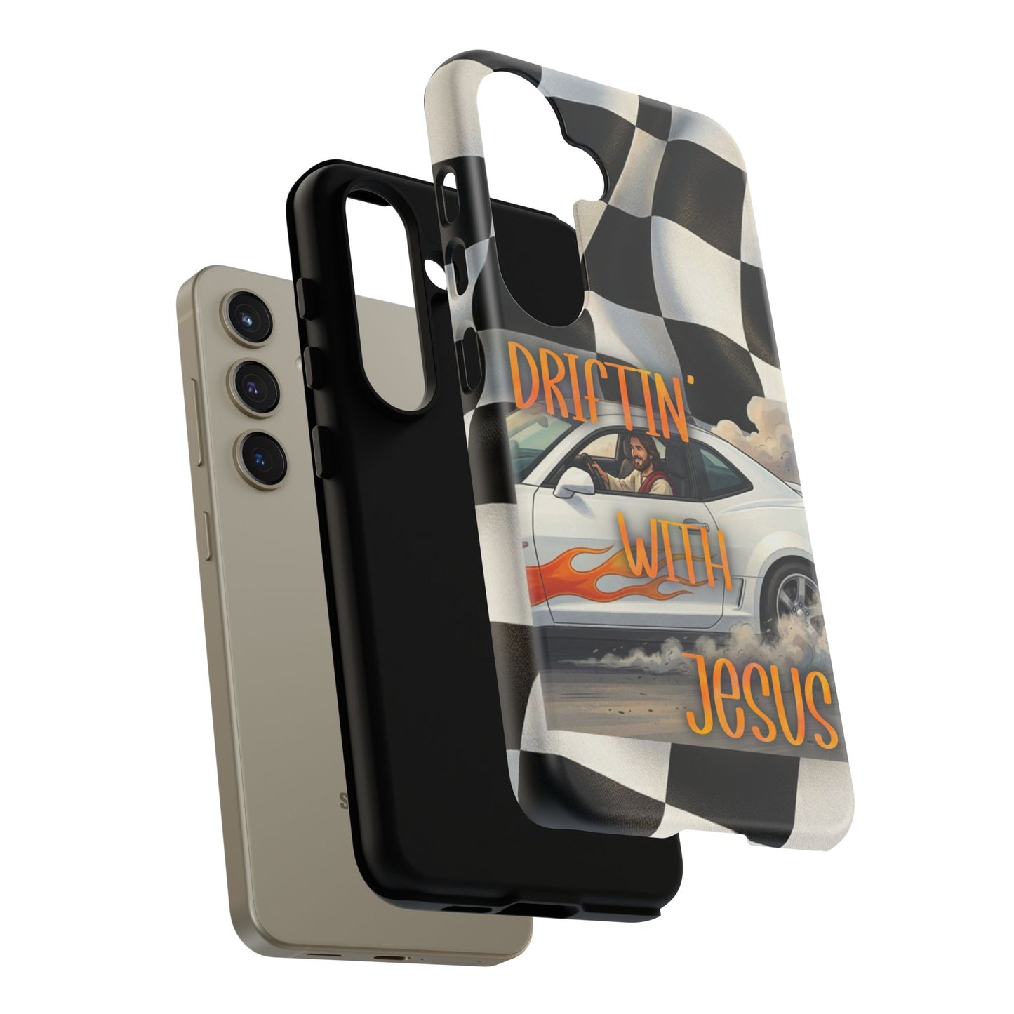 Phone Case — "Driftin' With Jesus" Racing Crosscheck Design - Samsung/ Google phones