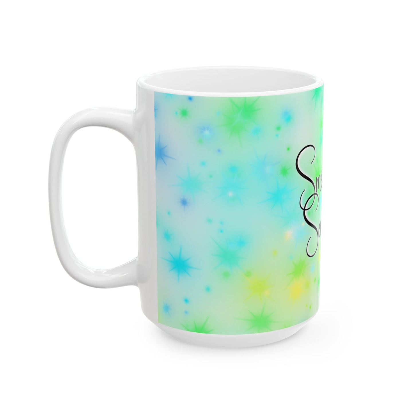 Ceramic Mug — "Smoke blunt Serve cunt" Colorful Starburst Graphic