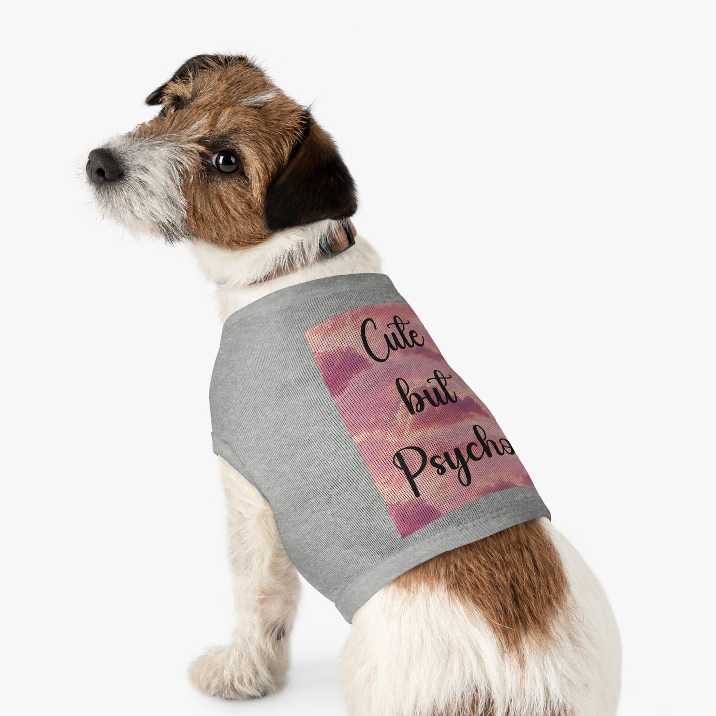 Pet Tank Top - "Cute But Psycho" Pink Cloud Graphic