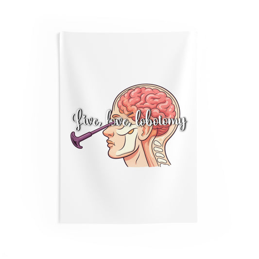 Lobotomy Anatomy Tapestry — "Live, Love, Lobotomy" Brain Art Wall Hanging