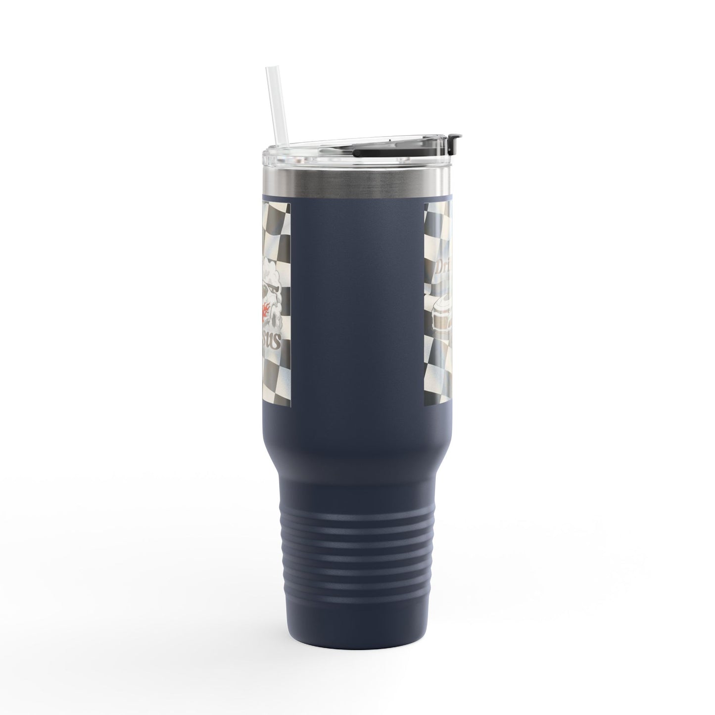 40oz Insulated Travel Mug — Racing Checkered Flag Design