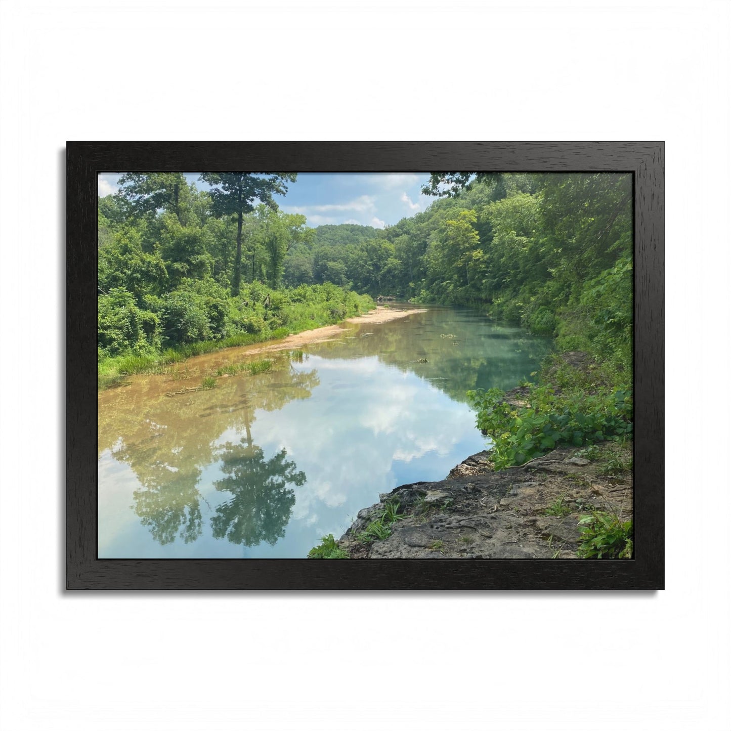 Framed Nature Poster — Serene River Landscape Wall Art