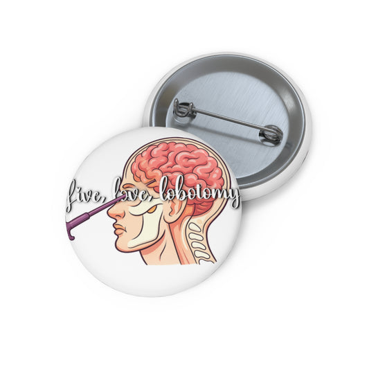 Lobotomy Brain Illustration Pin Button – Retro Anatomy Enamel-Style Badge