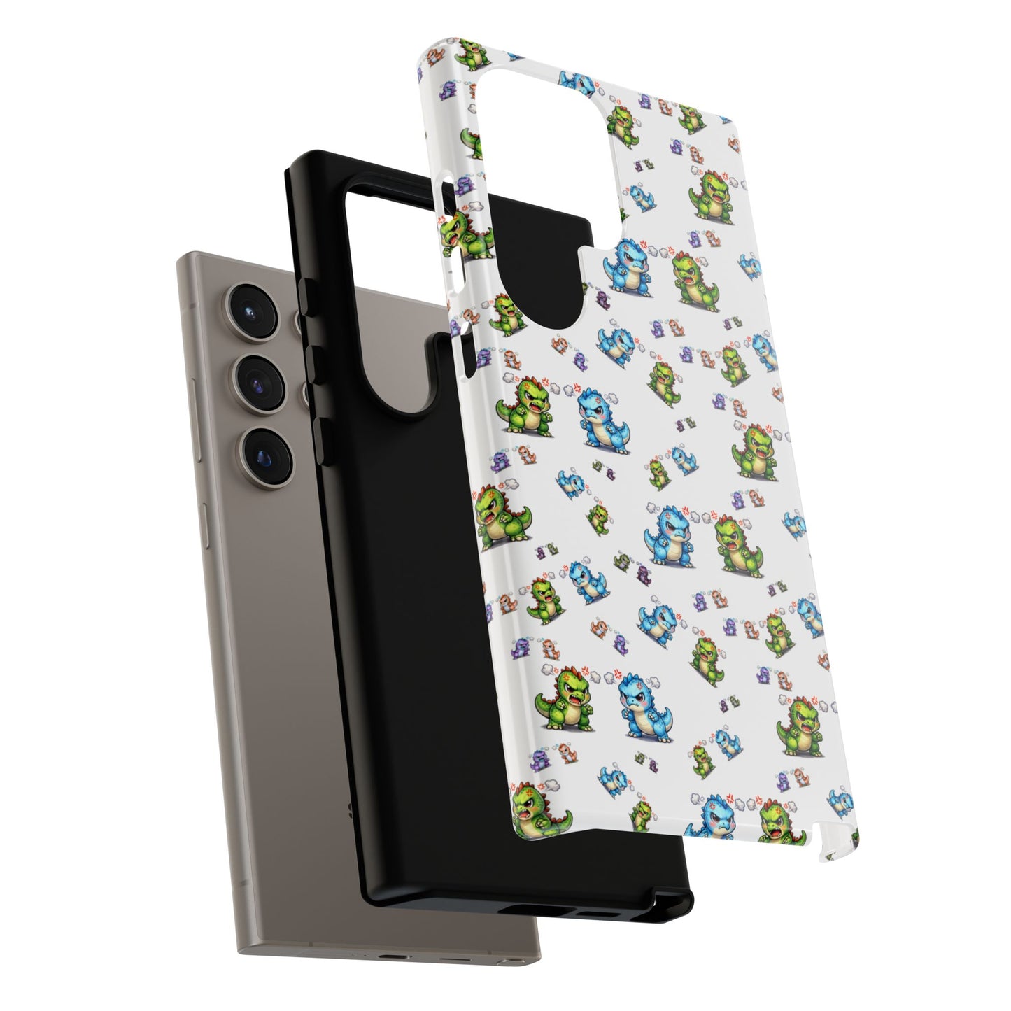 Cute Dino Pattern Phone Case — Playful Cartoon Dinosaur Tough Phone Cover