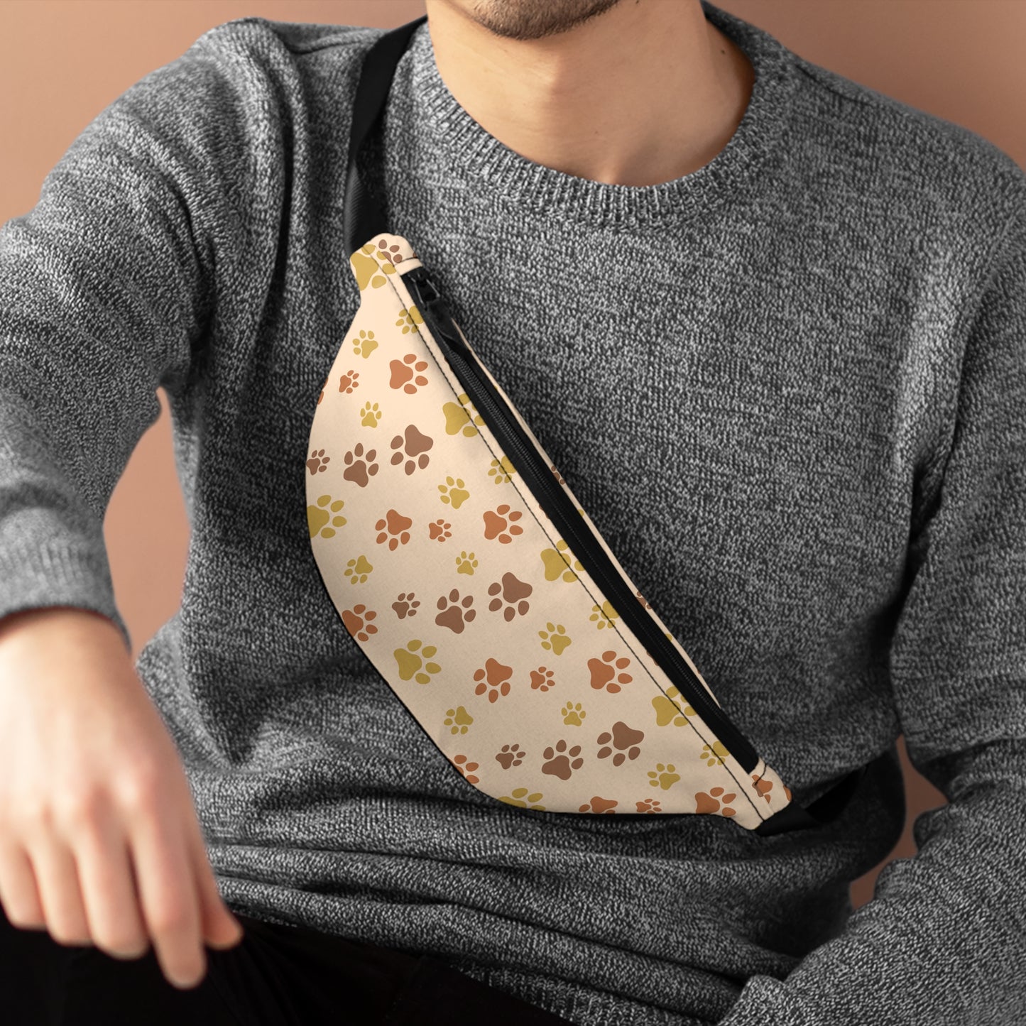 Paw Print Fanny Pack — Cute Dog & Cat Paw Pattern Waist Bag