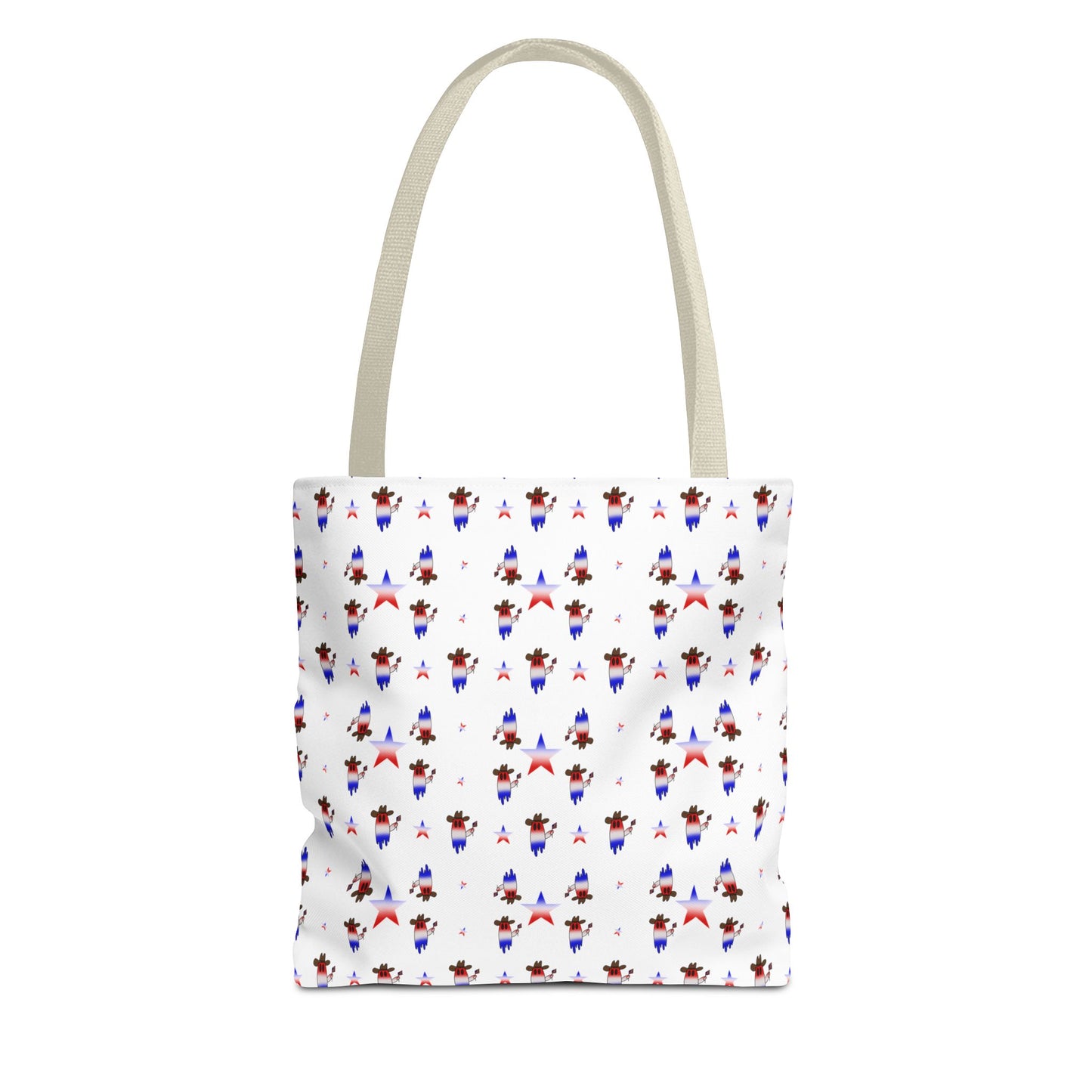 Patriotic Ghost Pattern Tote Bag – Red White Blue All-Over Print
