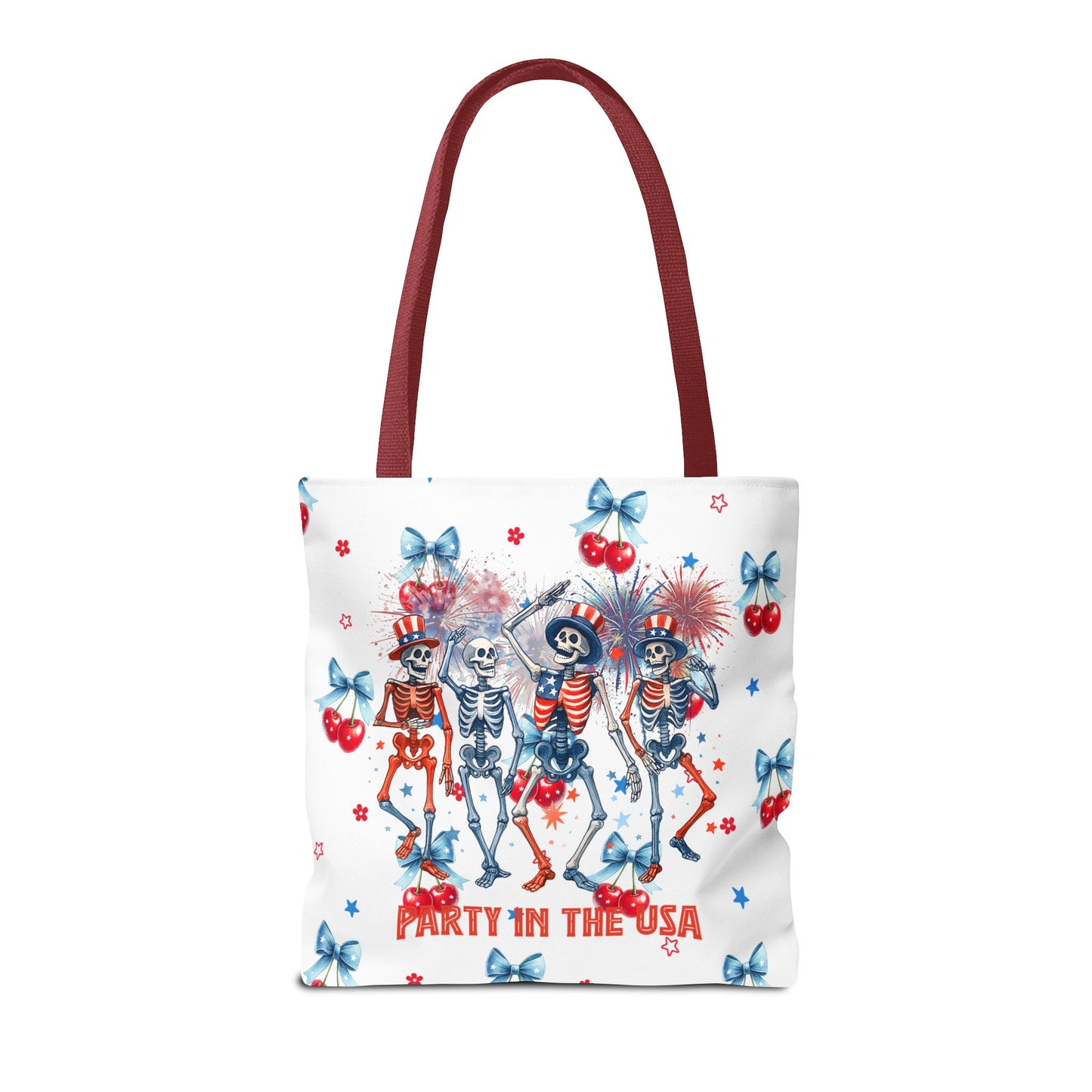 Patriotic Skeletons Tote Bag — "Party in the USA" 4th of July All-Over Print