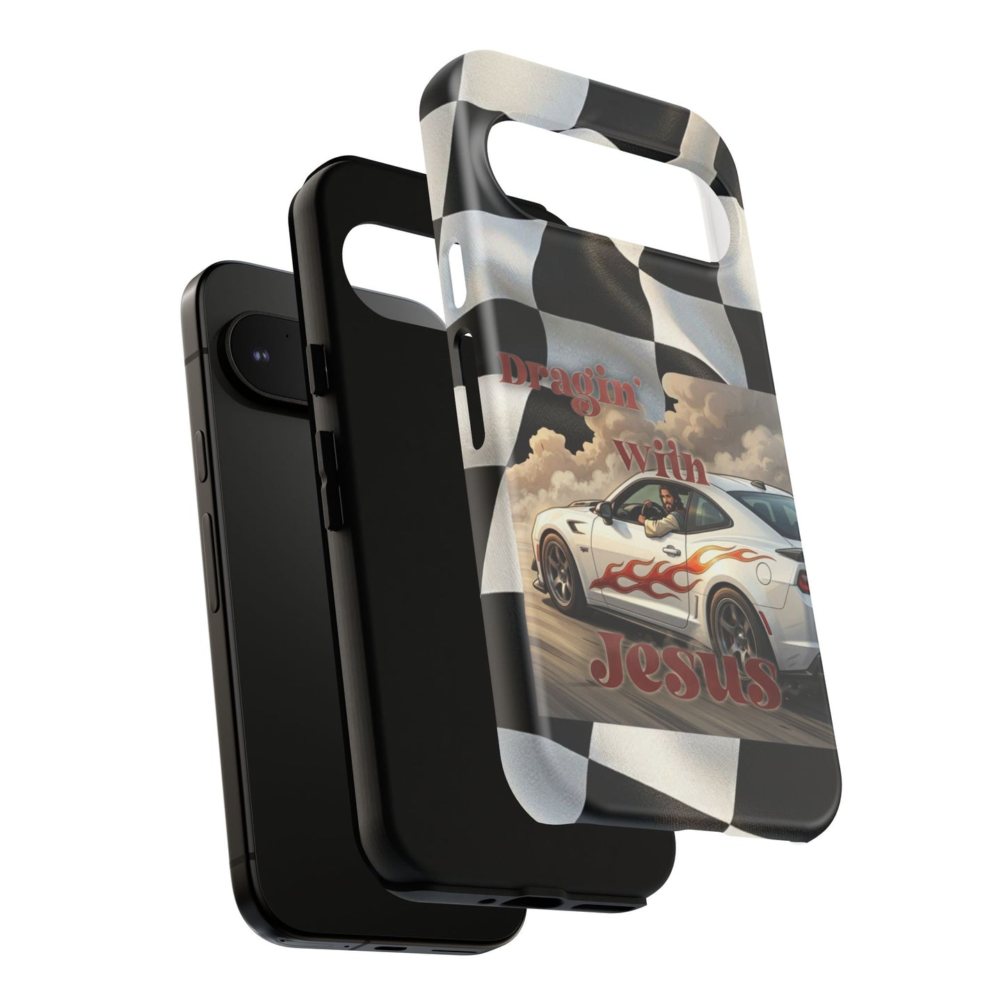 Phone Case — "Dragin' With Jesus" Racing Checkered flag - Samsung / Google phones