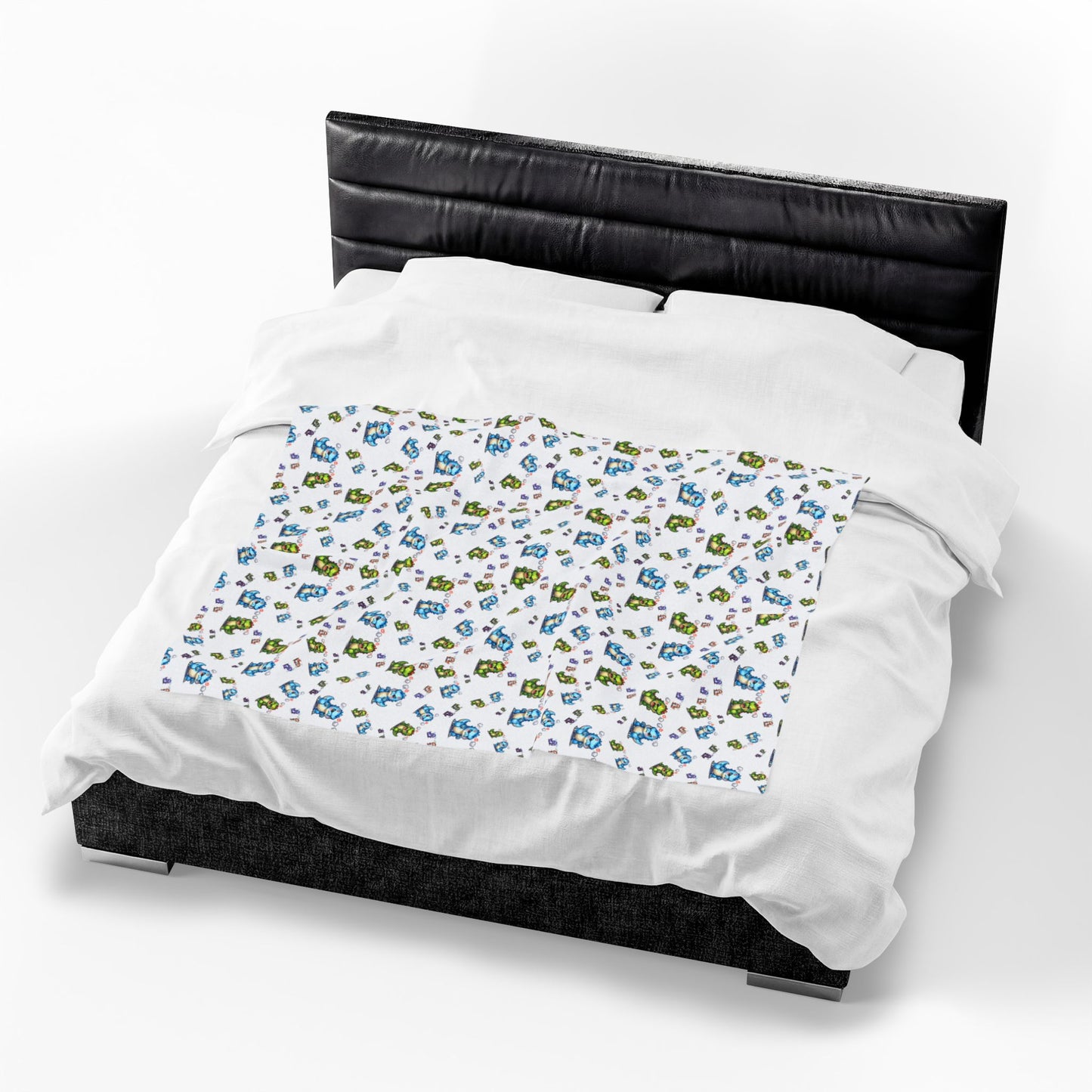 Plush Blanket — Cute Dino Pattern Velveteen Throw