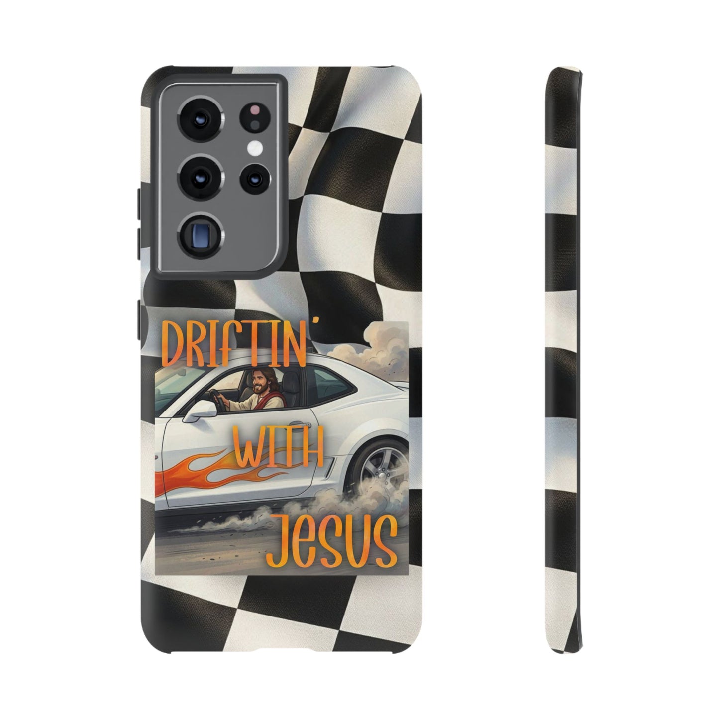 Phone Case — "Driftin' With Jesus" Racing Crosscheck Design - Samsung/ Google phones