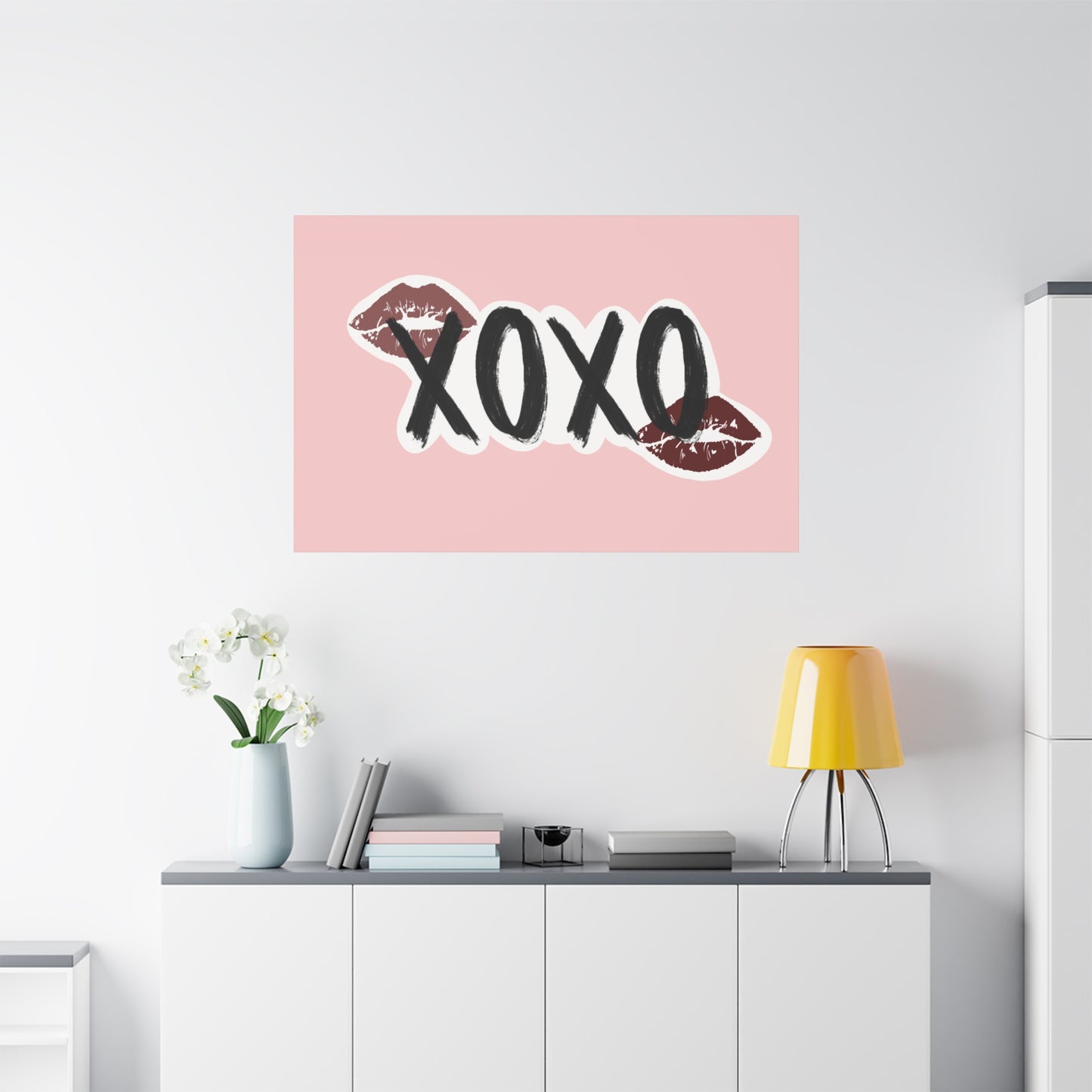 XOXO Kiss Wall Canvas — Pink Romantic Home Décor for Valentine’s Day