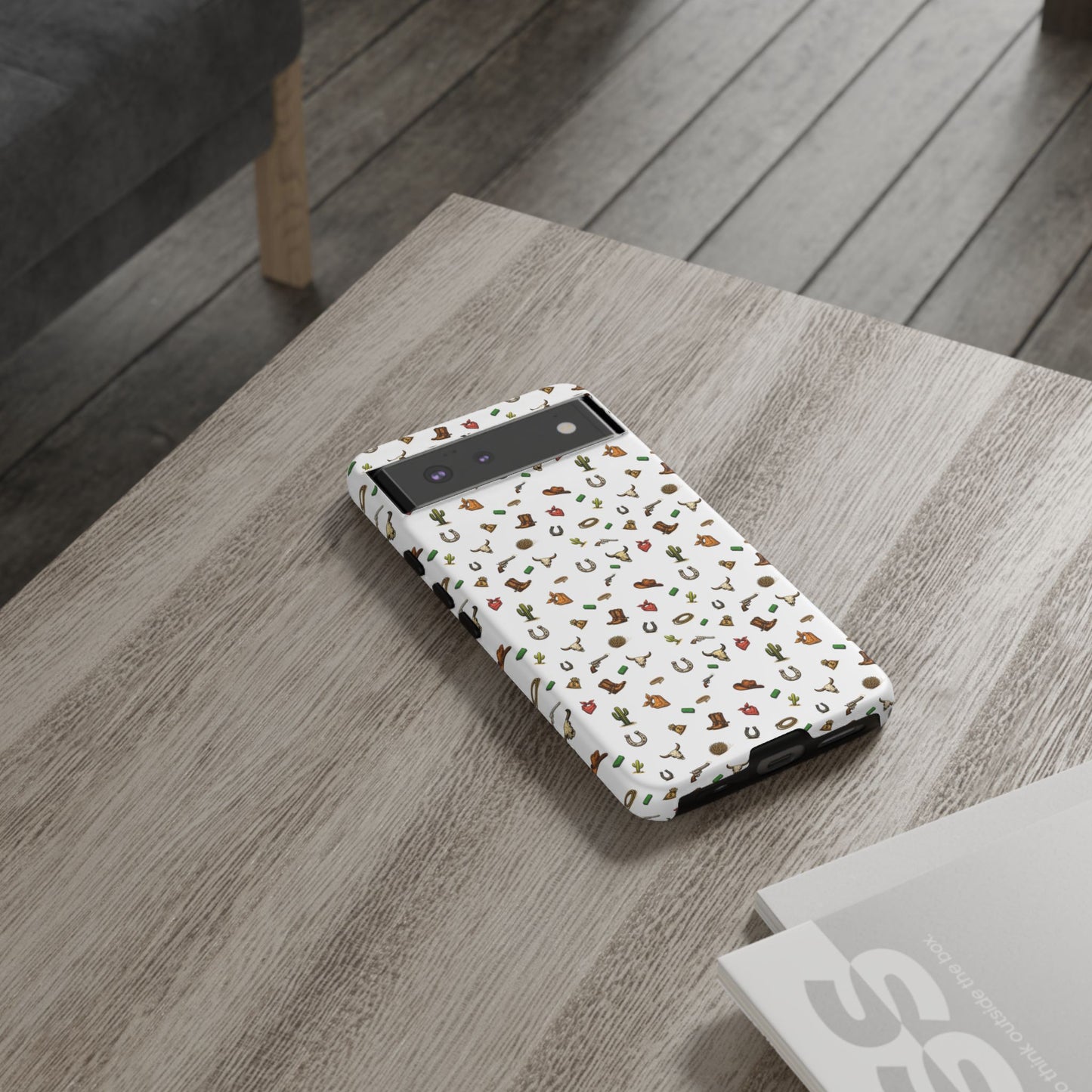 Western Pattern Phone Case — Cowboy Boots, Hats, Horseshoes & Cactus Tough Case