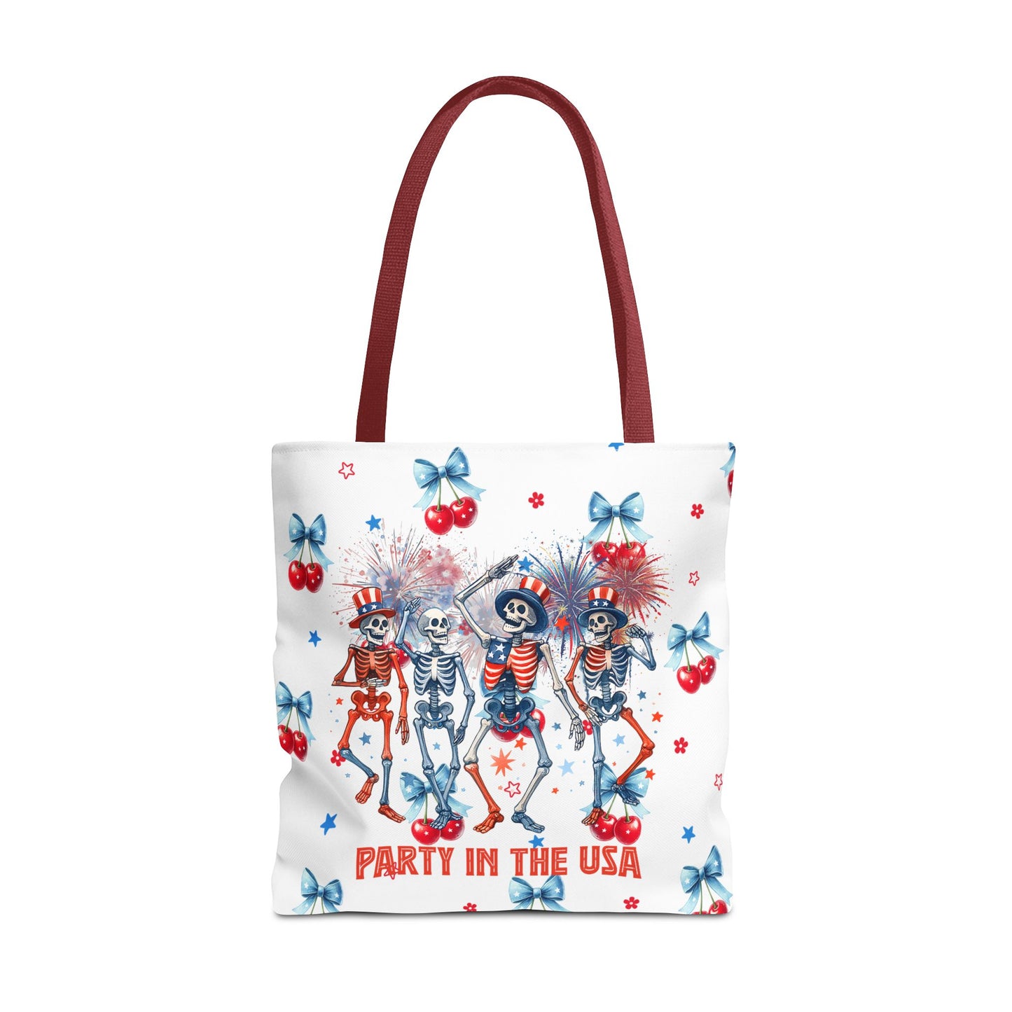 Patriotic Skeletons Tote Bag — "Party in the USA" 4th of July All-Over Print