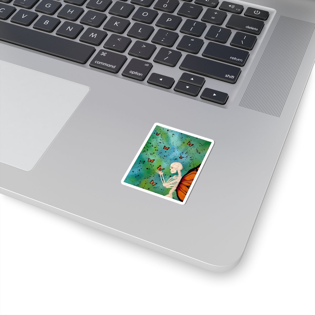 Sticker — Skeleton with Monarch Wings & Butterflies Kiss-Cut Sticker