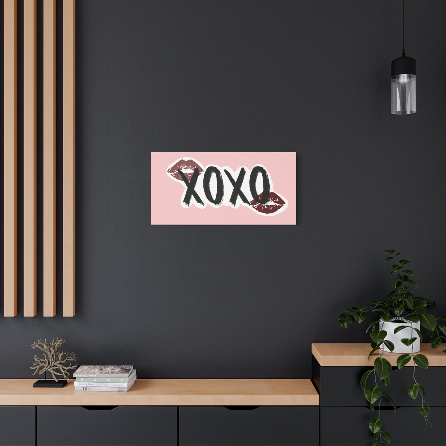 XOXO Kiss Wall Canvas — Pink Romantic Home Décor for Valentine’s Day