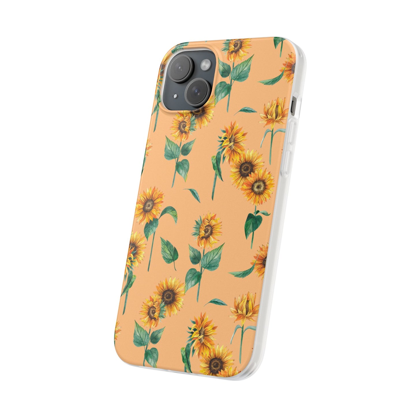 Sunflower Pattern Flexi Case — Floral Phone Case on Peach Background