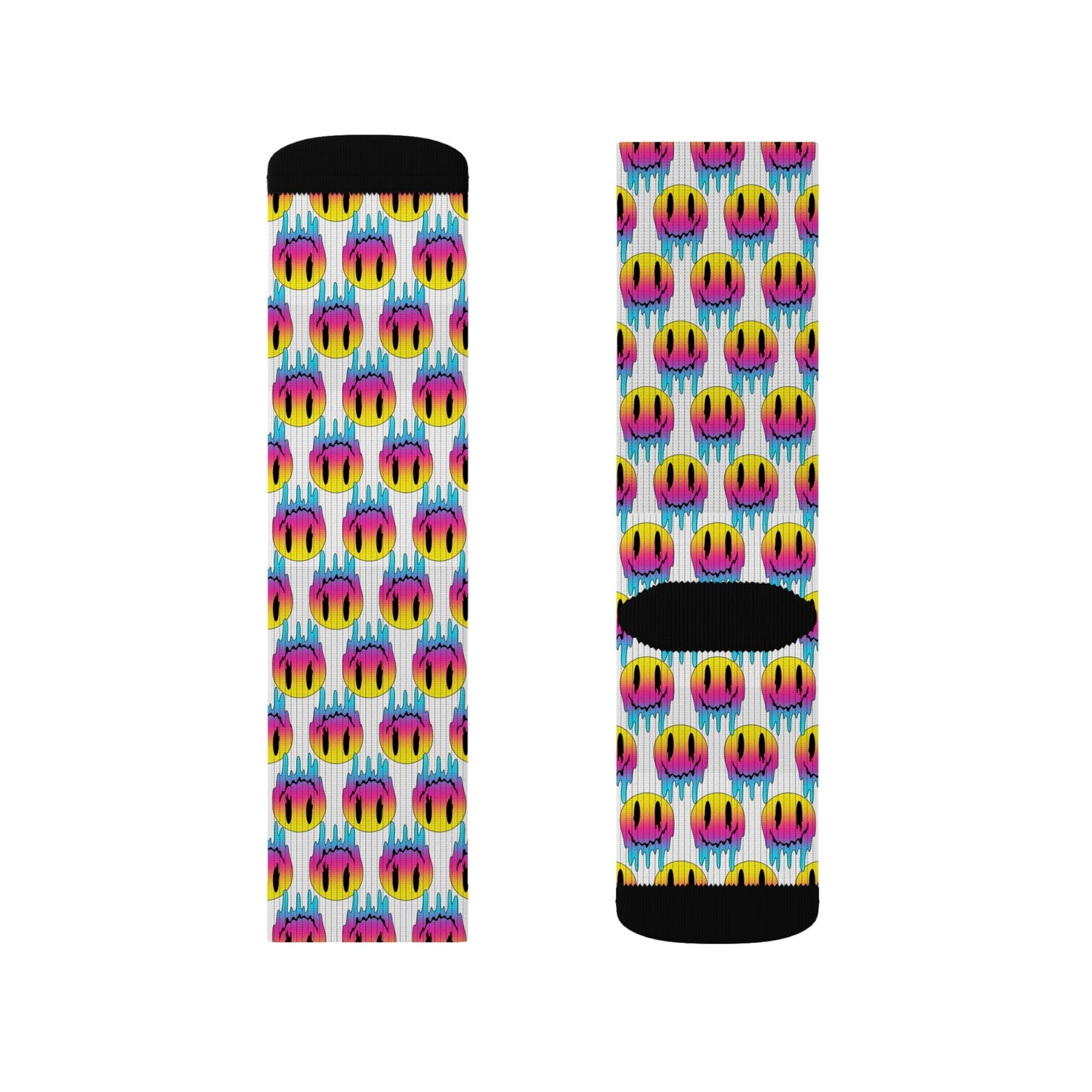 Rainbow Smile Socks — Colorful Happy Face Sublimation Crew Socks