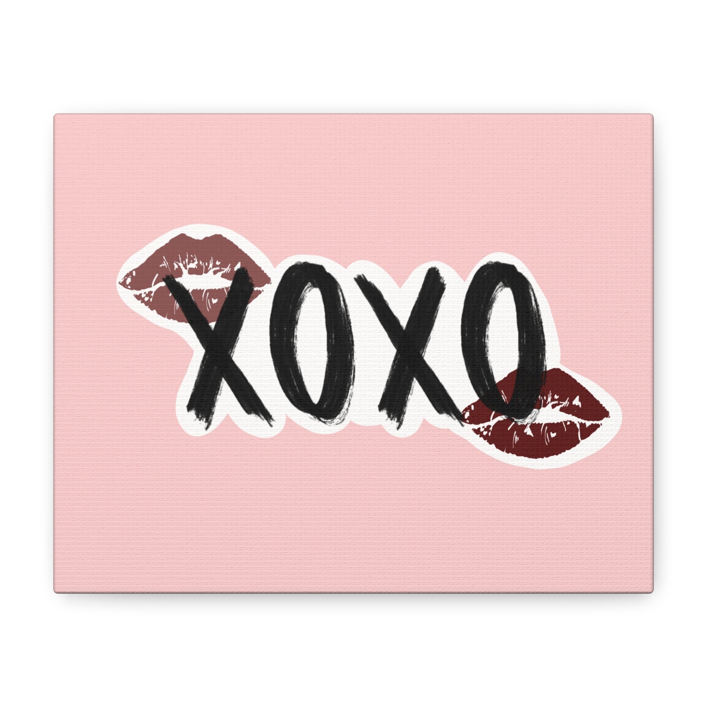 XOXO Kiss Wall Canvas — Pink Romantic Home Décor for Valentine’s Day