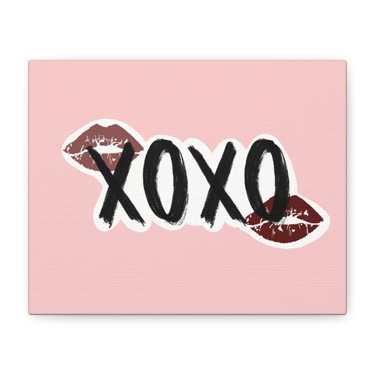 XOXO Kiss Wall Canvas — Pink Romantic Home Décor for Valentine’s Day