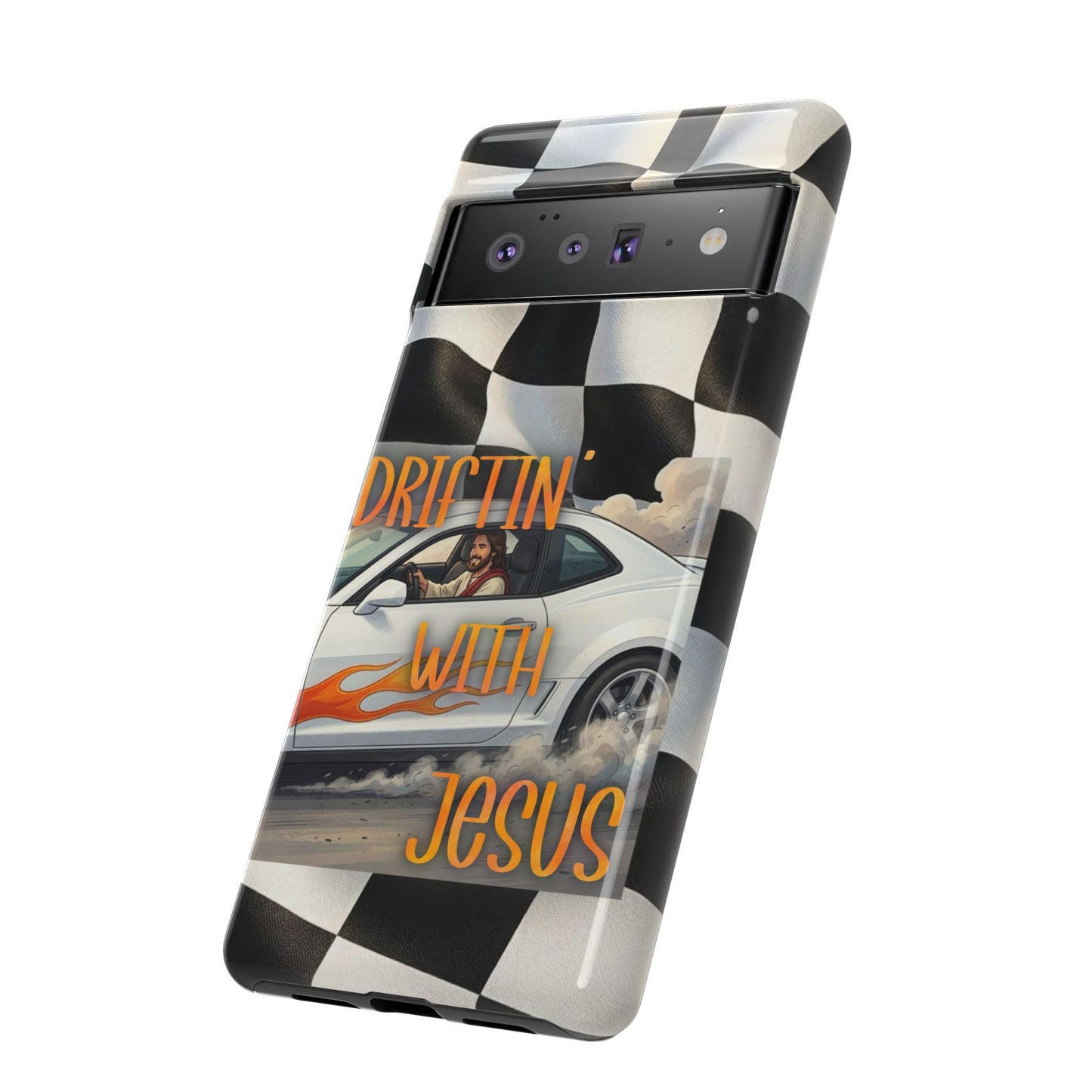 Phone Case — "Driftin' With Jesus" Racing Crosscheck Design - Samsung/ Google phones