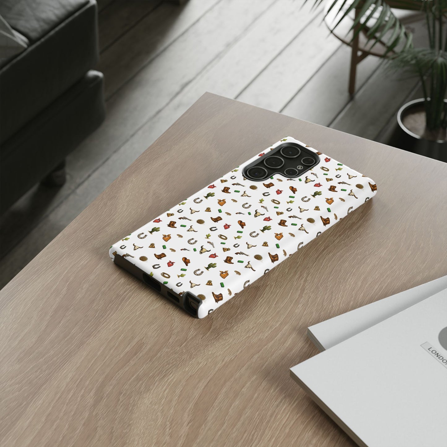 Western Pattern Phone Case — Cowboy Boots, Hats, Horseshoes & Cactus Tough Case