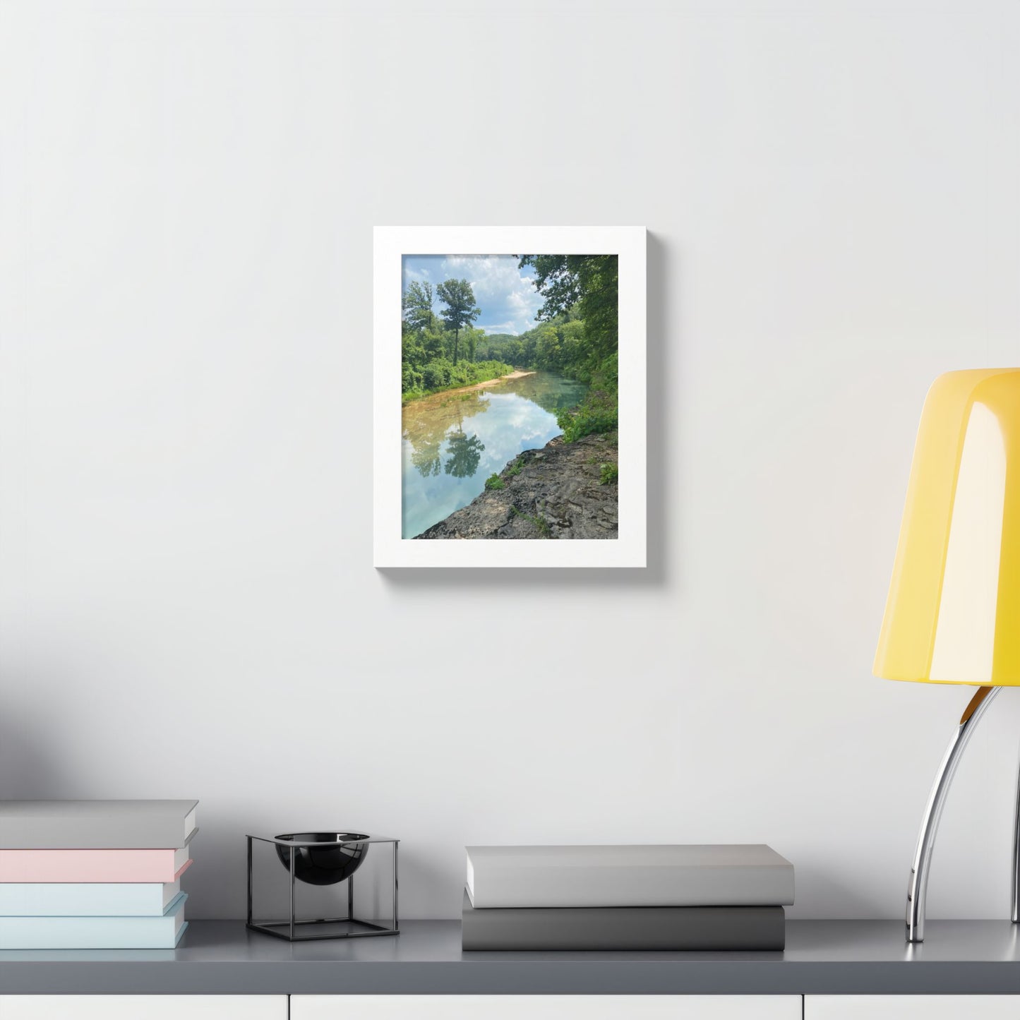 Framed Nature Poster — Serene River Landscape Wall Art