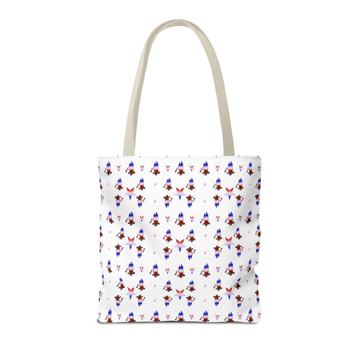 Patriotic Ghost Pattern Tote Bag – Red White Blue All-Over Print