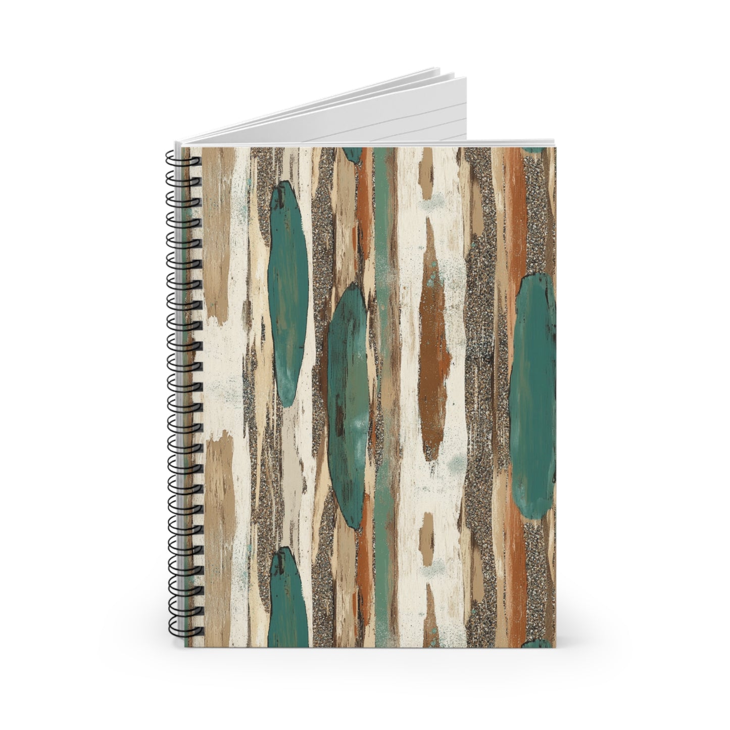 Teal Woodgrain Spiral Notebook — Ruled Journal for Notes & Sketches