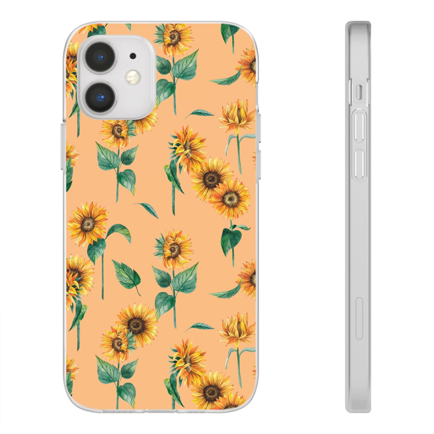 Sunflower Pattern Flexi Case — Floral Phone Case on Peach Background