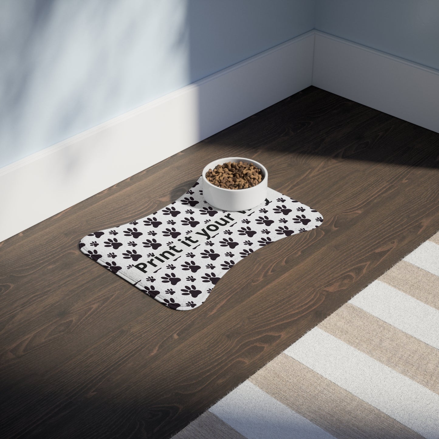 Paw Print Pet Feeding Mat — Customizable Non-Slip Placemat for Dogs & Cats