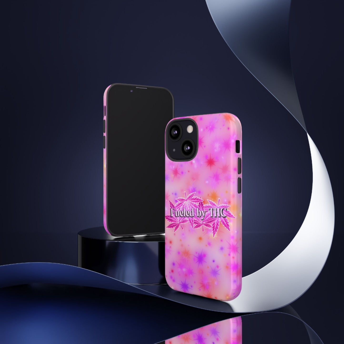 Fueled by THC Phone Case — Pink Cannabis Leaf Protective Case