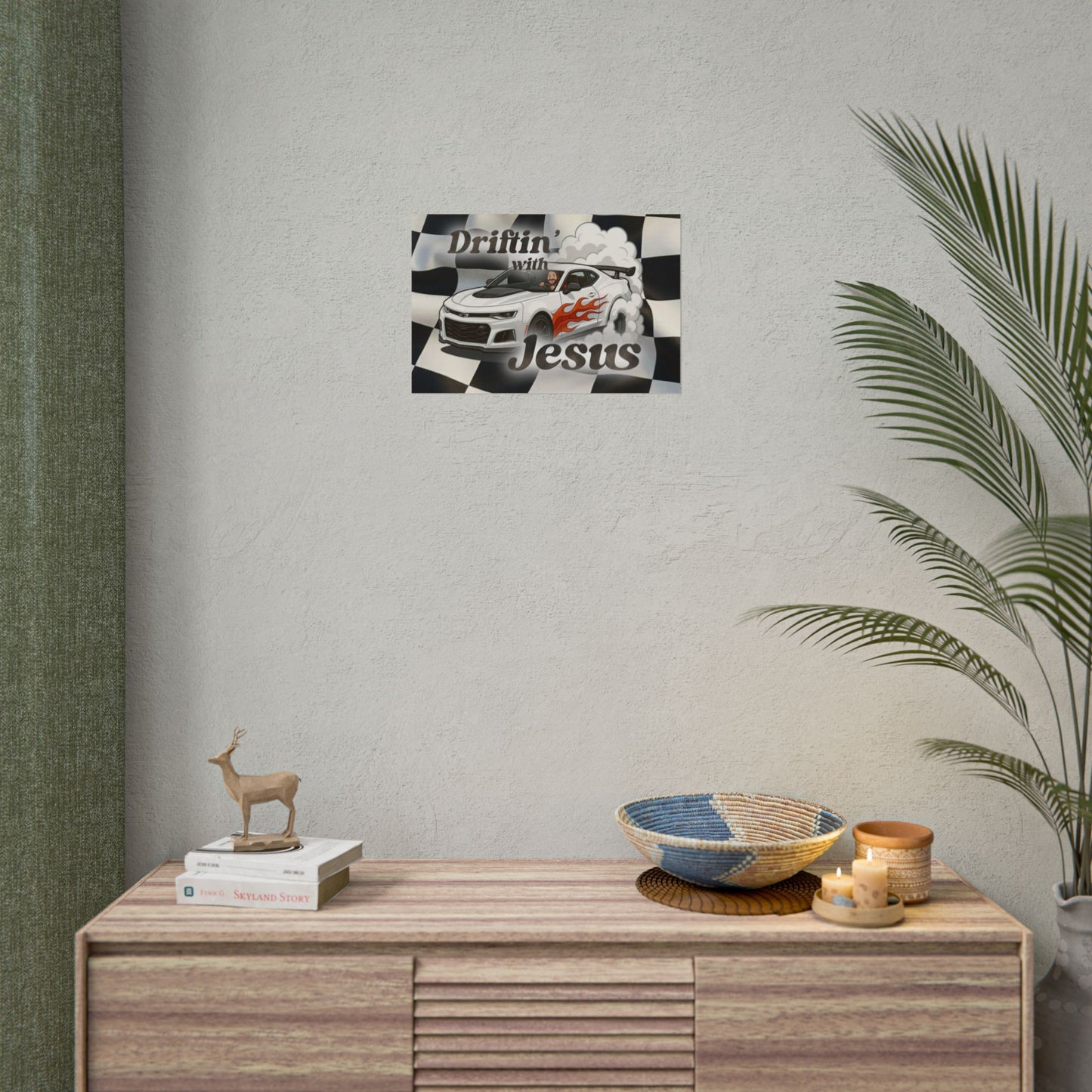Rolled Poster — "Driftin' with Jesus" Racing Car Wall Art