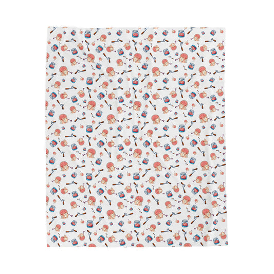 Lobotomy design Velveteen Plush Blanket – Cute lobotomy Print Throw