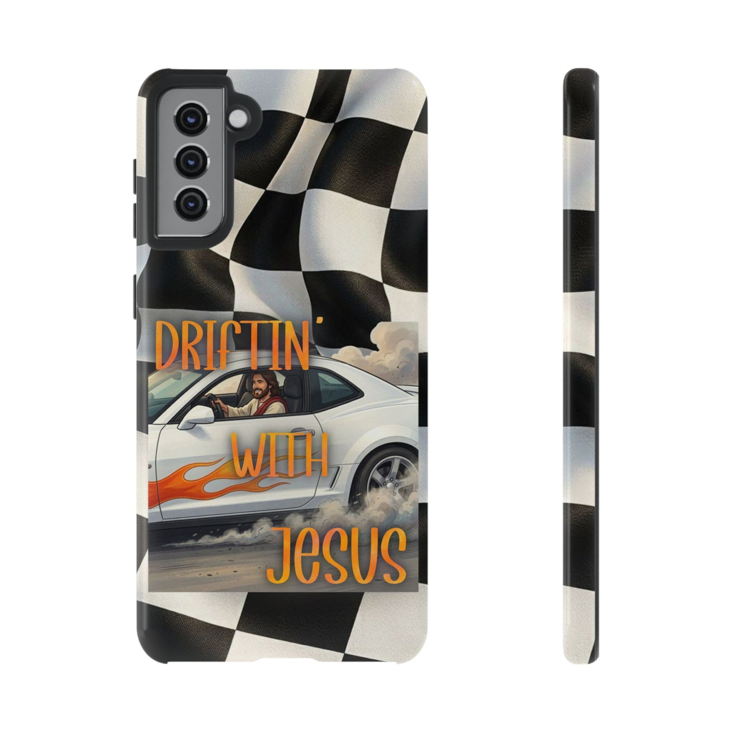 Phone Case — "Driftin' With Jesus" Racing Crosscheck Design - Samsung/ Google phones