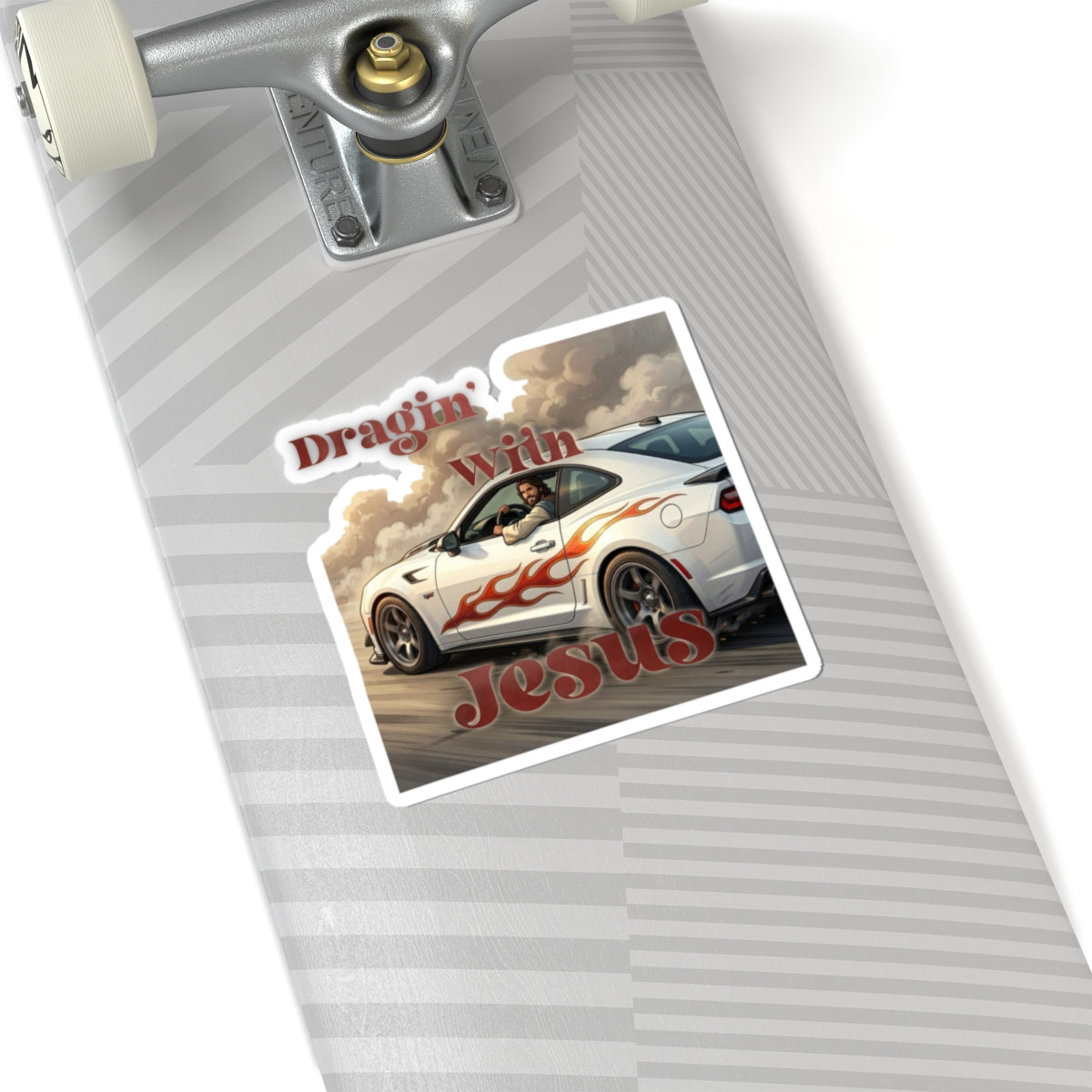 Kiss-Cut Sticker — "Dragin' with Jesus" Car & Faith Graphic
