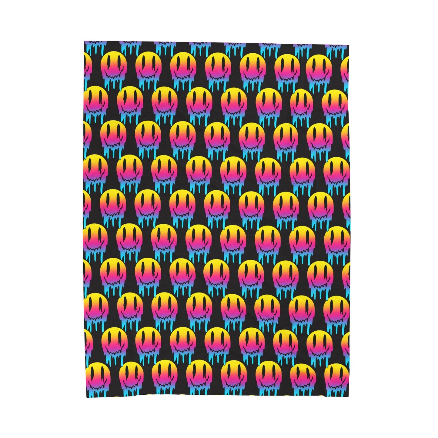 Velveteen Plush Blanket — Colorful Dripping Smiley Face Throw for Teens & Pop Art Lovers