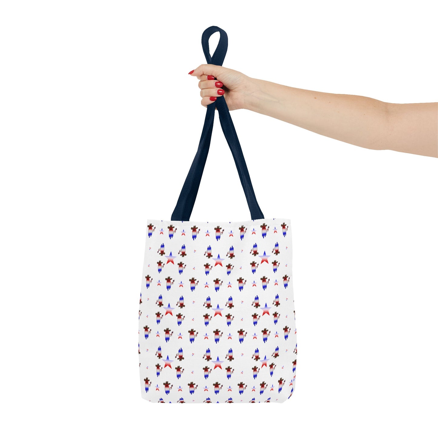 Patriotic Ghost Pattern Tote Bag – Red White Blue All-Over Print
