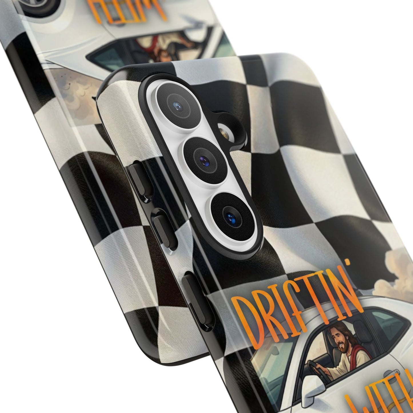Phone Case — "Driftin' With Jesus" Racing Crosscheck Design - Samsung/ Google phones