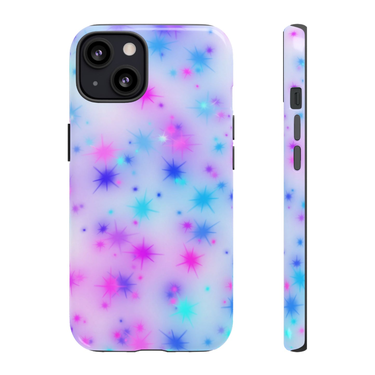 Galaxy Starburst Tough Phone Case — Pastel Pink & Blue Sparkle Protective Cover
